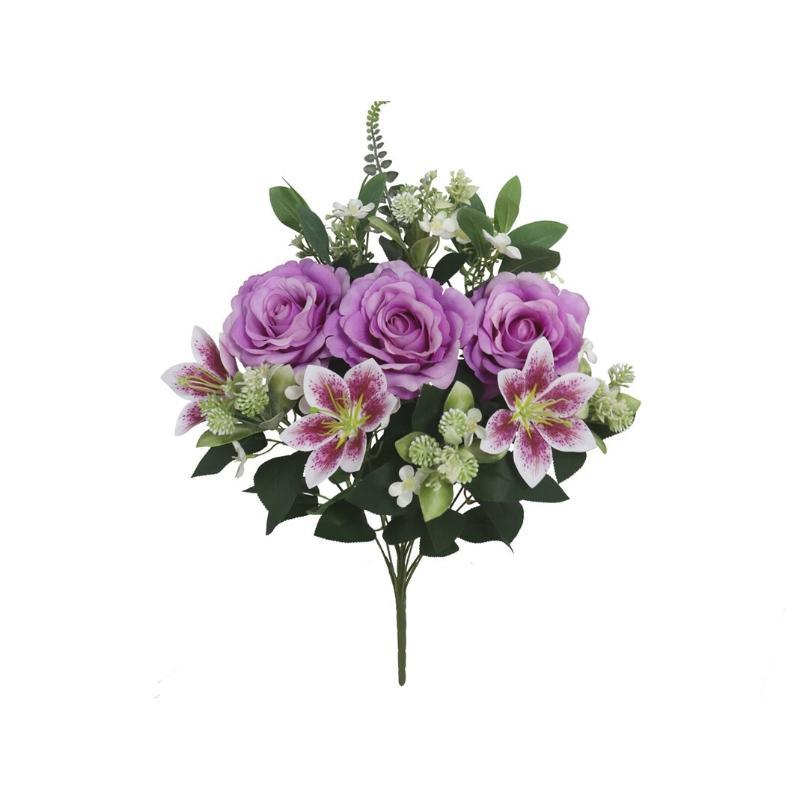 RAMO ROSAS-LILIUM X 12 54 CM VIOLETA