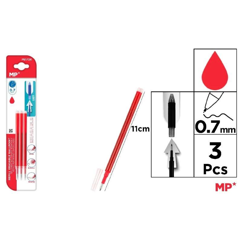 RECAMBIO PARA BOLIGRAFO BORRABLE ROJO 3 UDS