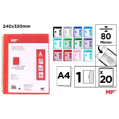 CARPETA 20 FUNDAS CON ESPIRAL TRANSLUCIDA