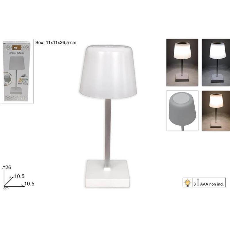 LAMPARA DE MESA 26 CM BLANCO 3 LUMINS A BATERIA