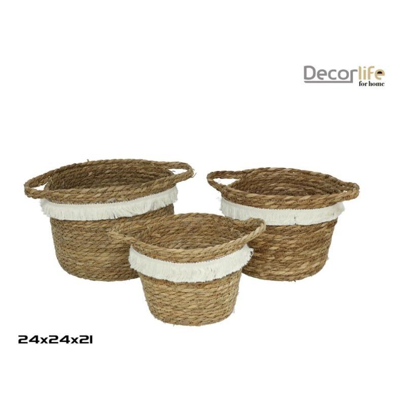 SET 3 CESTAS CON ASAS BAHIA 24X24X21 CM.