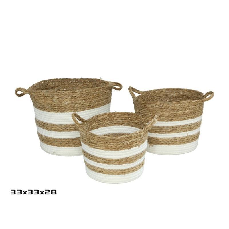 SET 3 CESTAS CON ASAS CALI 33X33X28 CM.