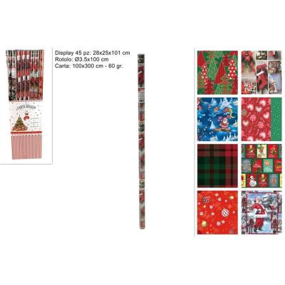 ROLLO PAPEL REGALO NAVIDEÑO 60GR 100X300 CM SURT