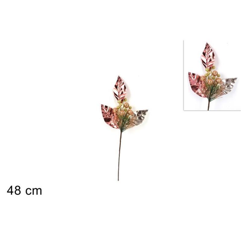 RAMO C/BAYAS Y HOJAS ROSAS 48 CM