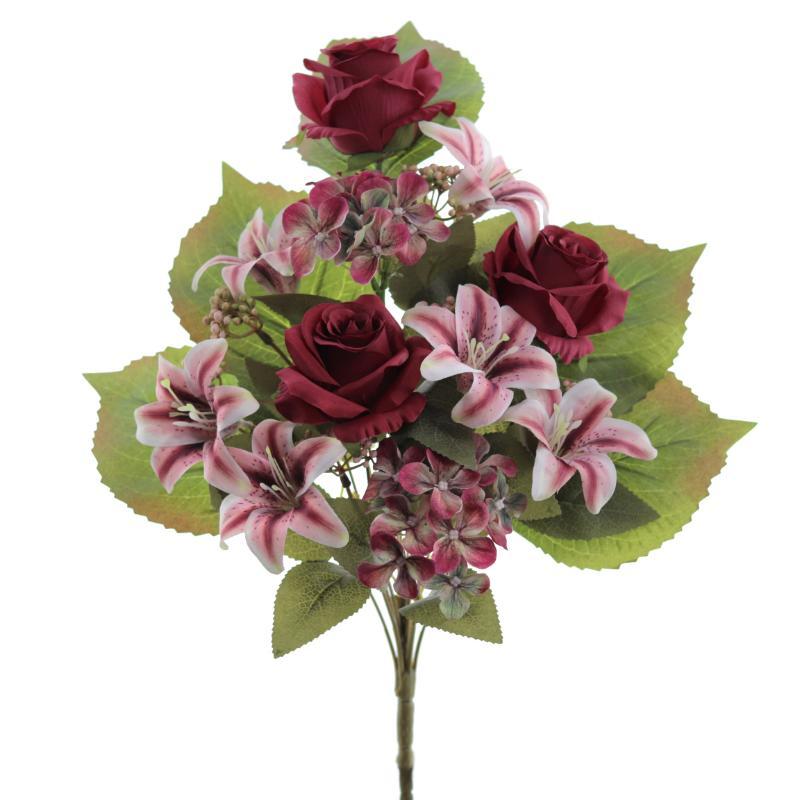 PALMA ROSAS LILIUM HYDRANGEA ROJO