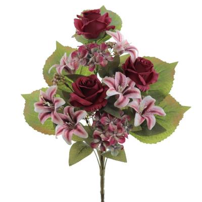 PALMA ROSAS LILIUM HYDRANGEA ROJO