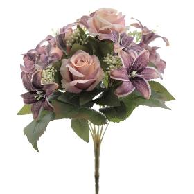 BOUQUET ROSA LILIUM HYDRANGEA MALVA