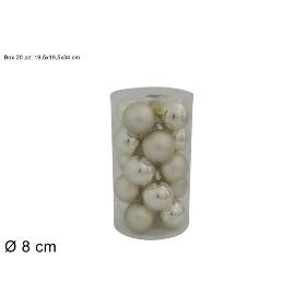 SET 20 BOLAS VIDRIO LUCIDA/OPACA 8 CM 2 SURT BEIGE