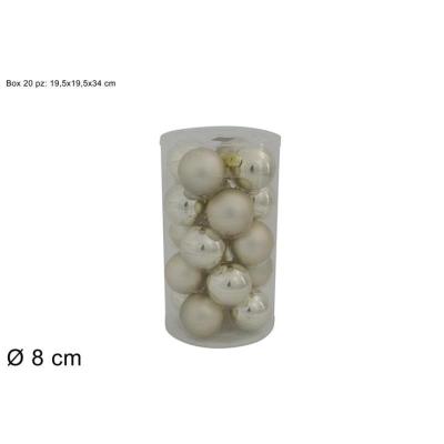 SET 20 BOLAS VIDRIO LUCIDA/OPACA 8 CM 2 SURT BEIGE