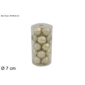SET 20 BOLAS VIDRIO 7 CM 2 SURT BEIGE LUCIDO-OPACO