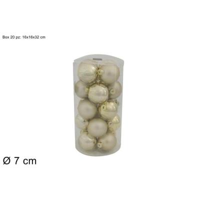 SET 20 BOLAS VIDRIO 7 CM 2 SURT BEIGE LUCIDO-OPACO