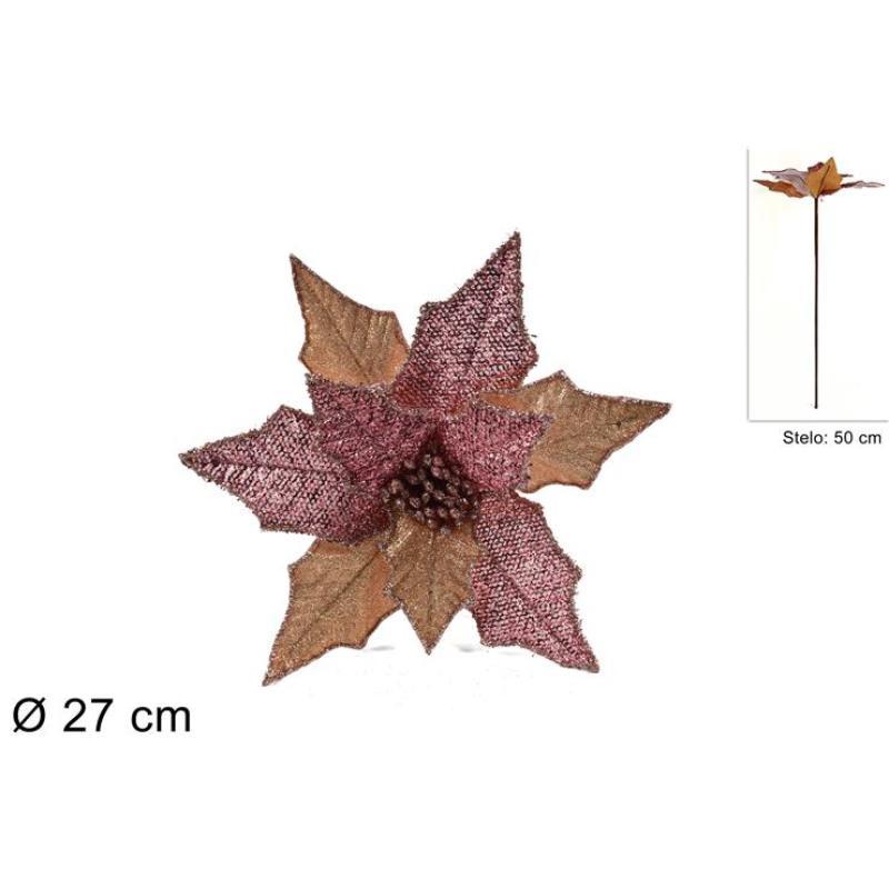 TALLO FLOR NAVIDEÑO 50 CM ROSA