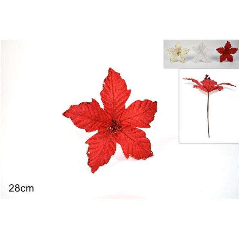 ALFILER FLOR ESTRELLA TERCIOPELO 3 COL CREMA/ROJO/BLANCO