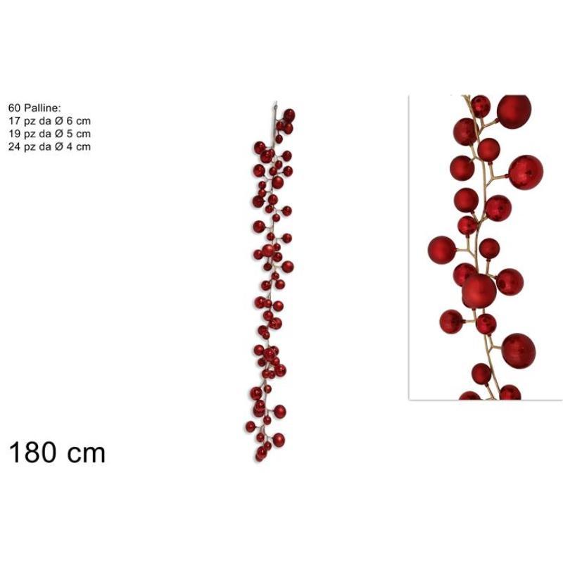 GUIRNALDA 60 BOLITAS 180 CM ROJO