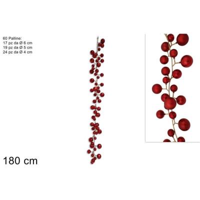 GUIRNALDA 60 BOLITAS 180 CM ROJO