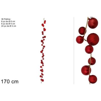 GUIRNALDA 36 BOLITAS 170 CM ROJO