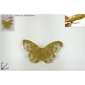 MARIPOSAS CON DIAMANTES CON PINZA JUEGO 2 PZ ORO