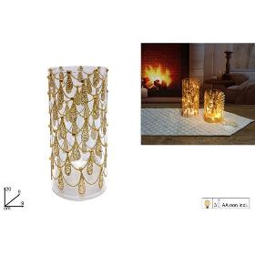 VASO CILINDRICO C/LUZ ORO 20 CM