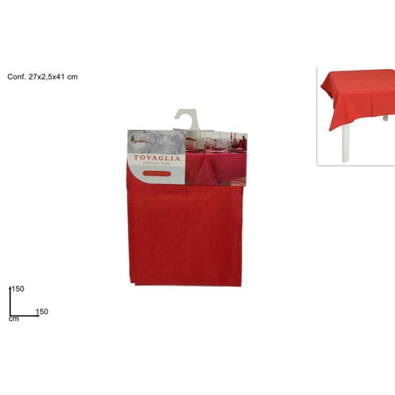 MANTEL ROJO EFECTO LINO 150X150 CM