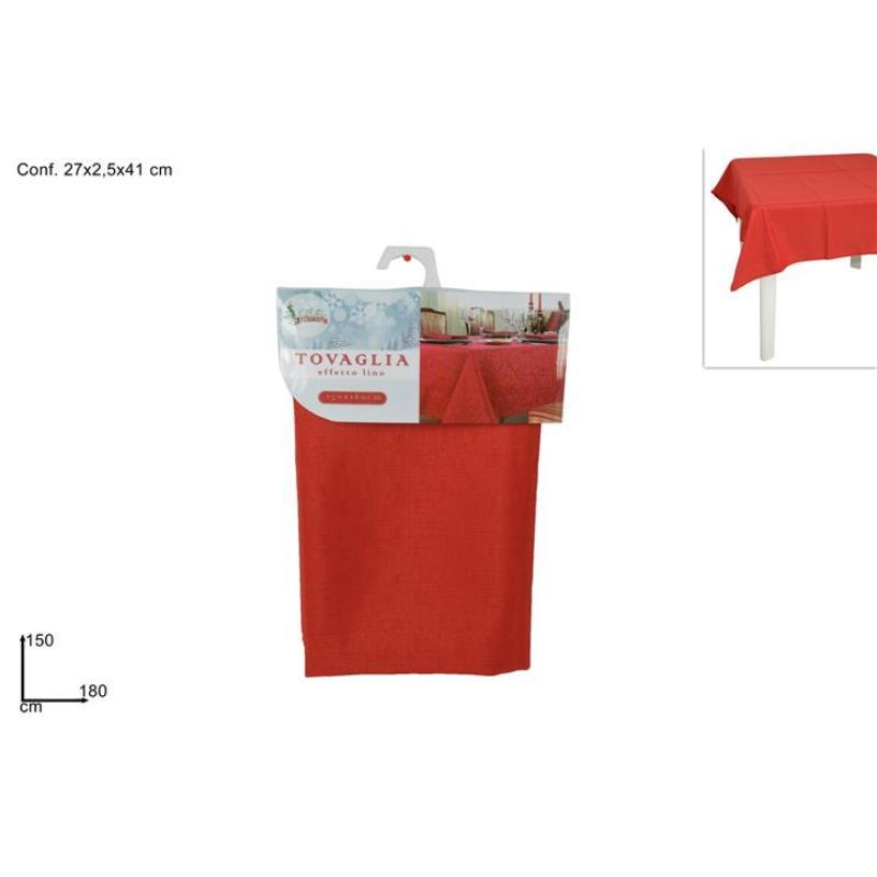 MANTEL ROJO EFECTO LINO 150X180 CM