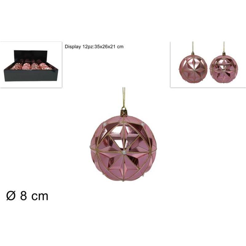 BOLA 8 CM ROSA DECORADA CON PERLA