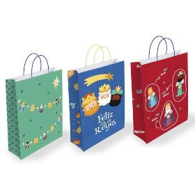 BOLSA PAPEL REYES MAGOS M FOIL CON TARJETA COLGANTE