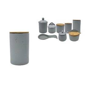TARRO C/TAPA BAMBO 10*15 GRIS/ORO