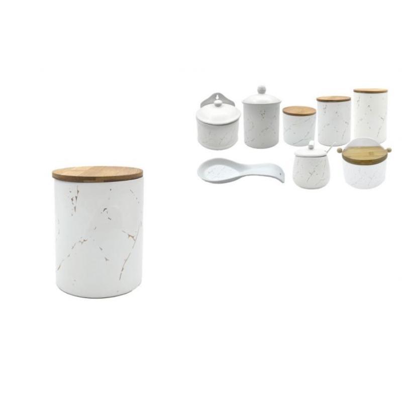 TARRO C/TAPA BAMBO 10*13 BLANCO/ORO