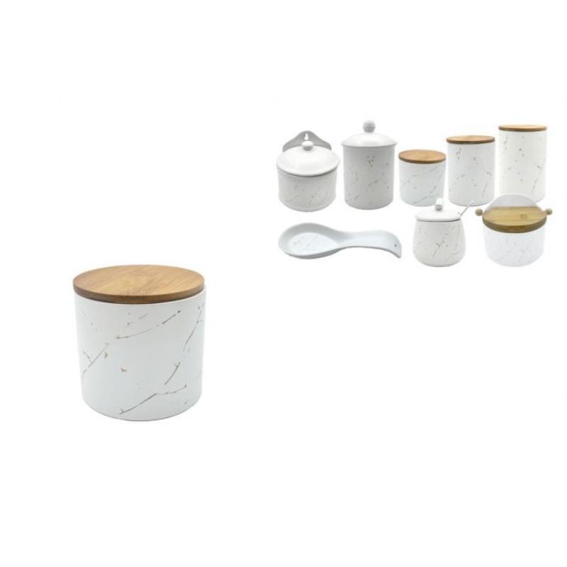 TARRO C/TAPA BAMBO 10*9 BLANCO/ORO