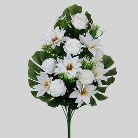 RAMO ROSA CINIA X18 FRONTAL 60 CM BLANCO