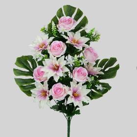 RAMO ROSA CINIA X18 FRONTAL 60 CM ROSA