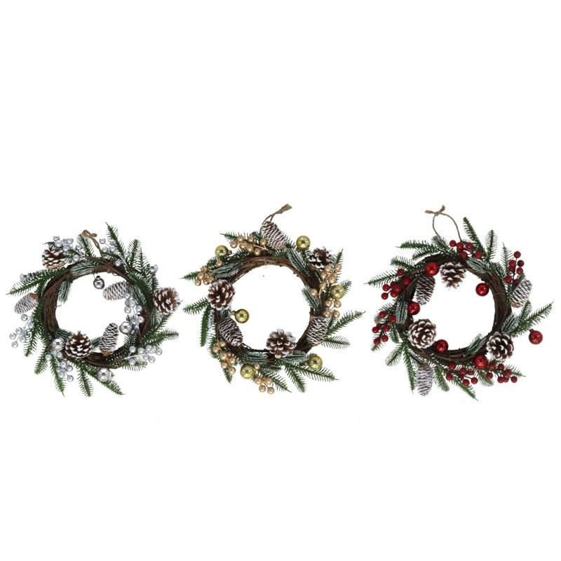 CORONA XMAS CON BAYAS 35 CM 3STD