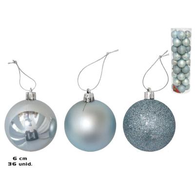 BOLA NAVIDAD X36 TUBO MOTLEY AZUL 6 CM 3 S