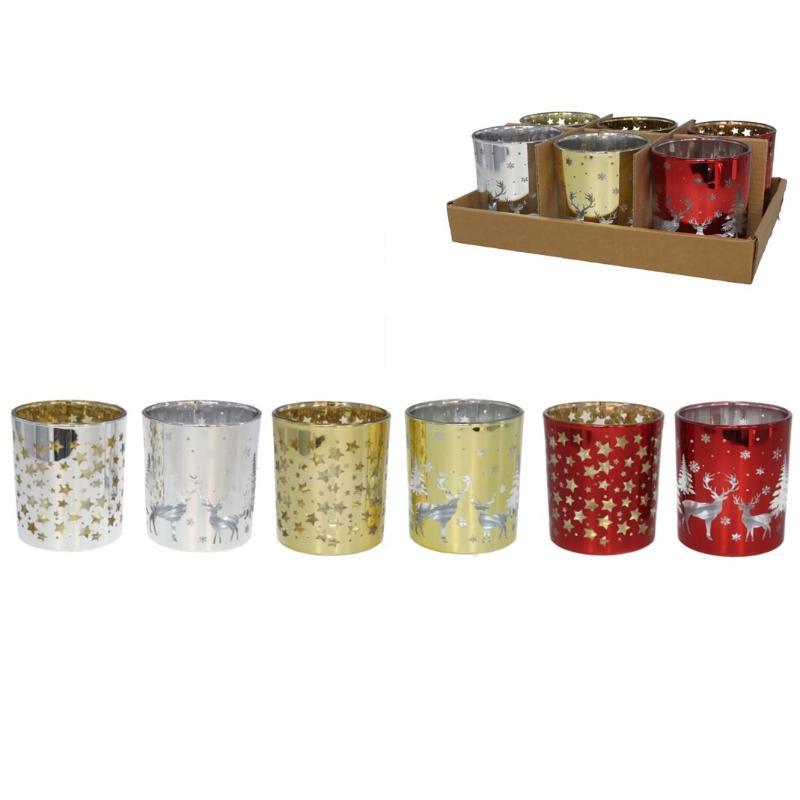 PORTAVELAS VASO AURA 3 COL 6 SRT 8.7X8.7X9.8 CM