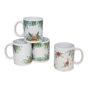 TAZA MUG CERAMICA FLOR XMAS 330 ML 4STD