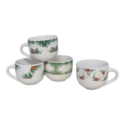 TAZON CERAMICA FLOR XMAS 450 ML 4STD