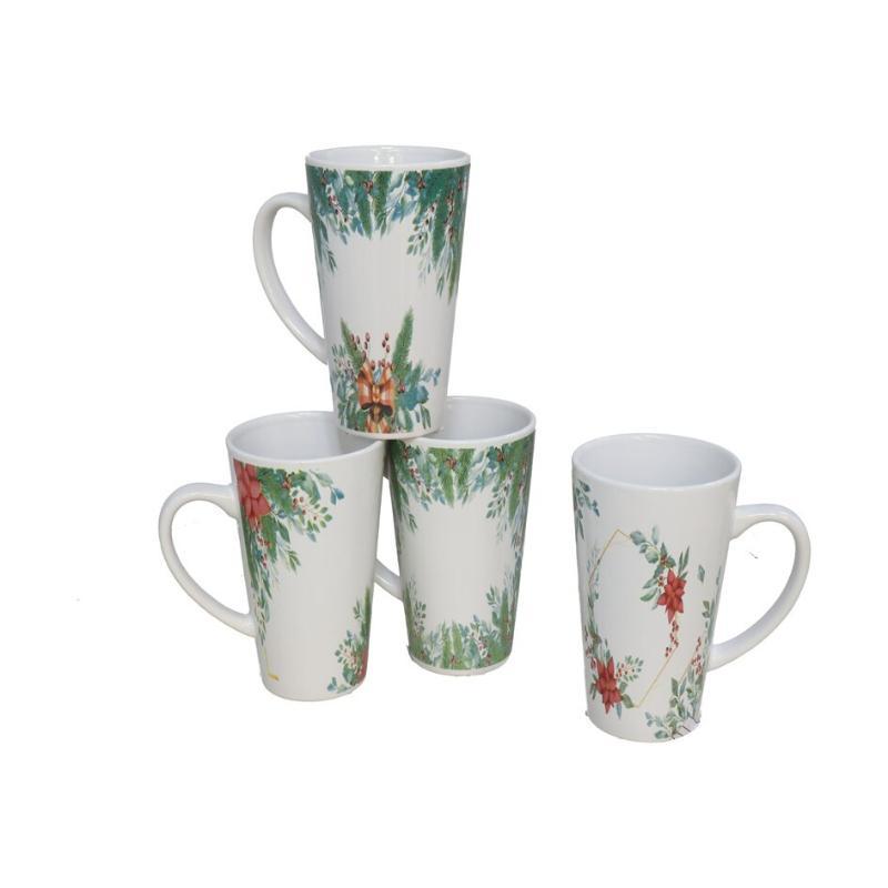 TAZA MUG CERAMICA FLOR XMAS 450 ML 4STD