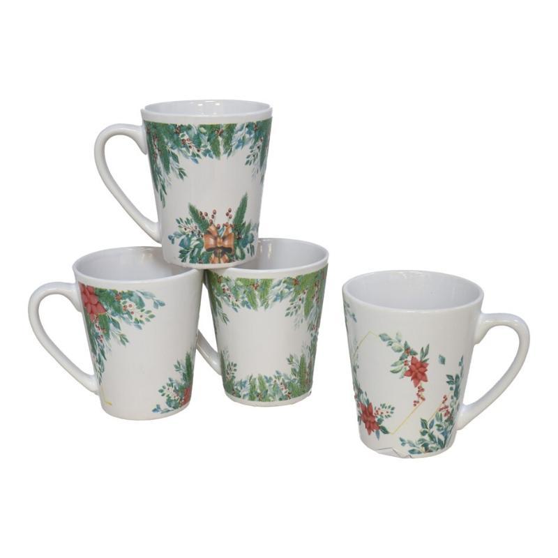 TAZA MUG CERAMICA FLOR XMAS 350 ML 4STD