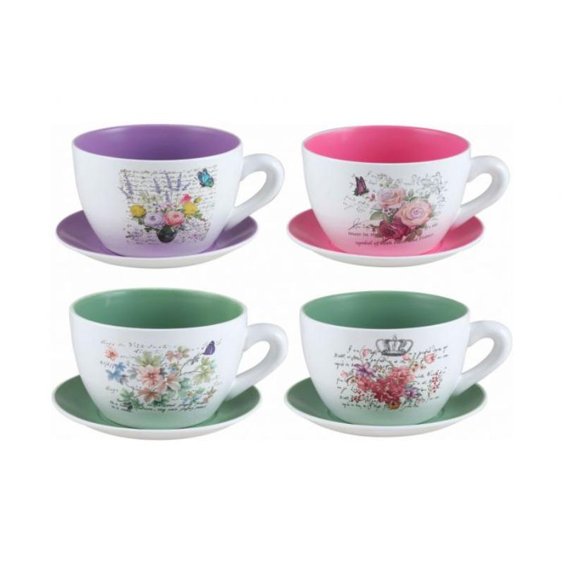 TAZA MACETERO C/PLATO 4 DEC 29*23 CM
