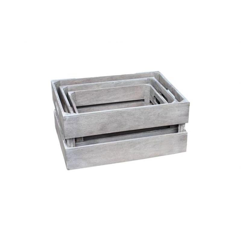 SET 3 CAJONES MADERA BL/ROTO 42*32*20 CM