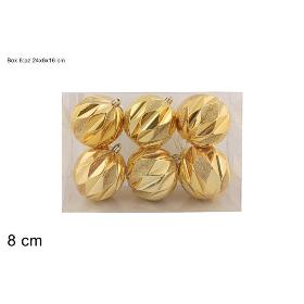 BOLA 8 CM SET 6 PZ DEC ROMBI PVC ORO