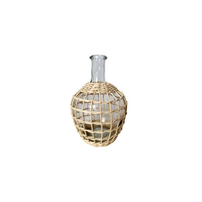 BOTELLA CRISTAL C/MIMBRE 14*21 CM