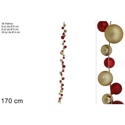 GUIRNALDA 36 BOLITAS 170 CM ROJO/ORO