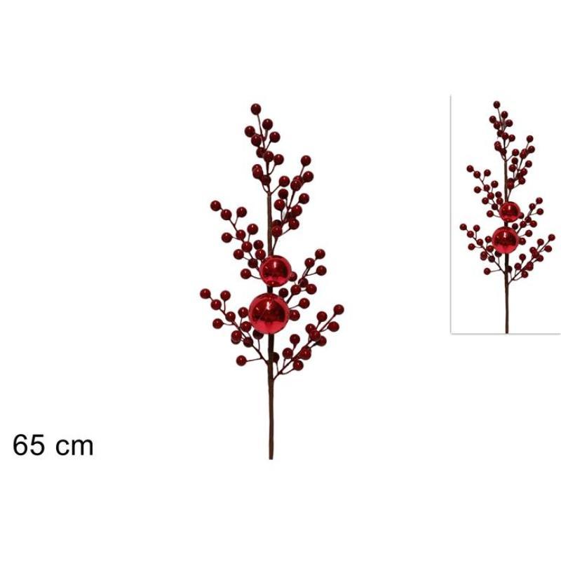TALLO BAYAS C/BOLAS 65 CM ROJO
