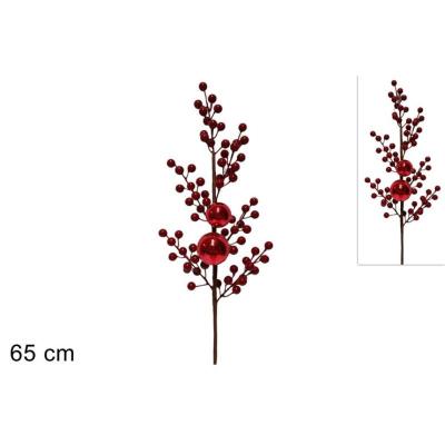 TALLO BAYAS C/BOLAS 65 CM ROJO