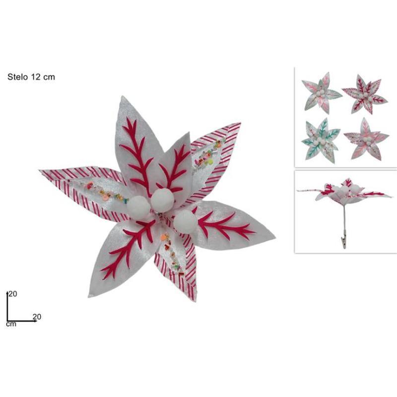 FLOR NAVIDAD PINZA 4 COL 20 CM