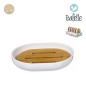 SOPORTE PASTILLA JABON BAÑO CON BAMBU BLANCO 12X9X2 CM.