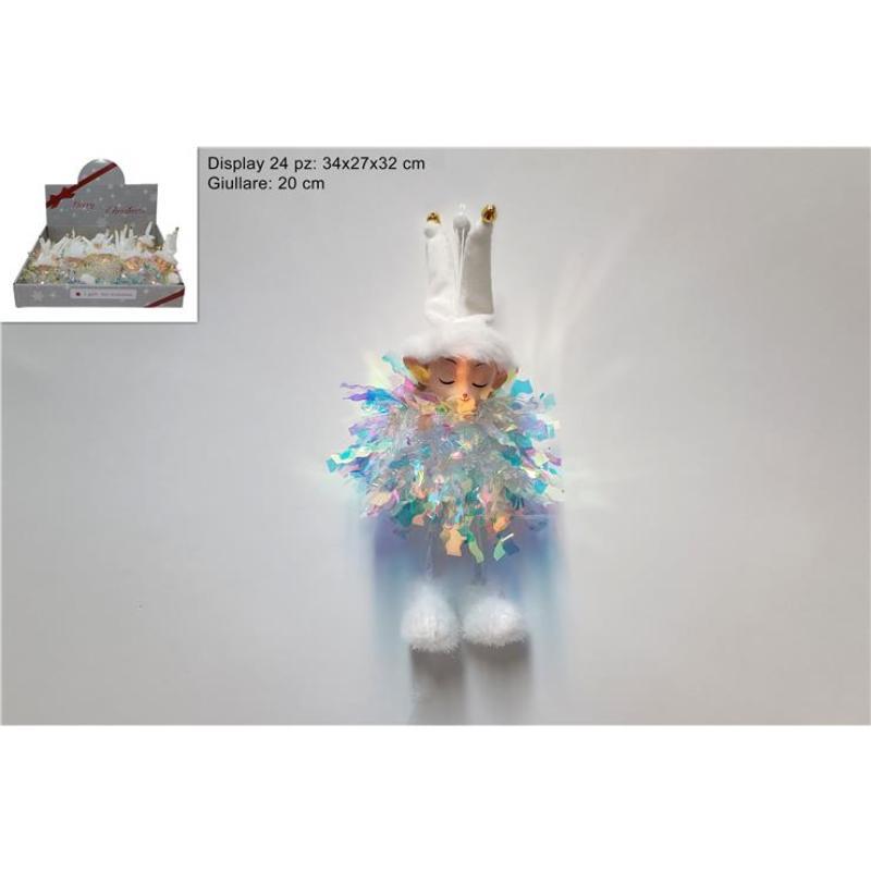 COLGANTE BUFON 20 CM CON VESTIDO ARCOIRIS