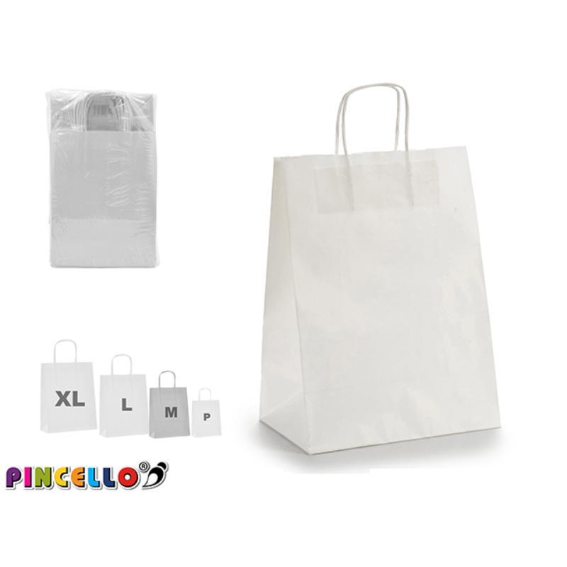 BOLSA PAPEL BLANCO PEQUEÑA 12 X 39 X24 CM.