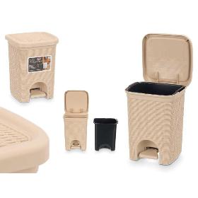 PAPELERA ELEGANCE PEQ 6 L CREMA 20.5X20.5X27.5 CM